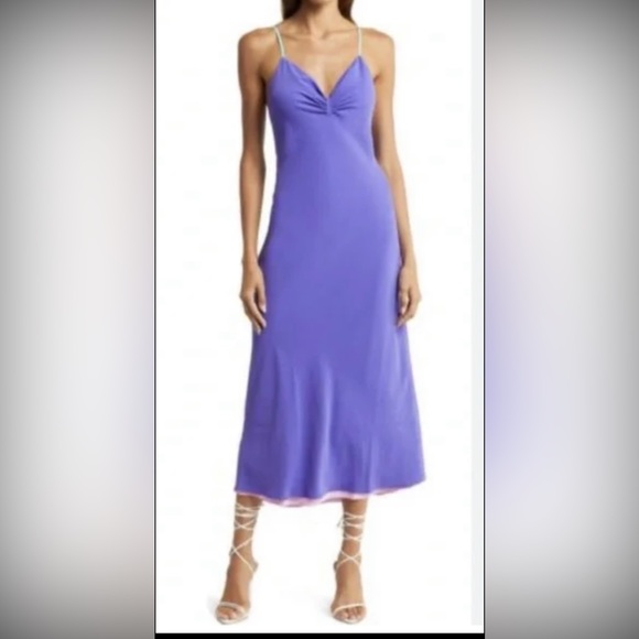 LE SUPERBE Bessette reversible purple or pink midi slip dress NWT - Picture 10 of 16
